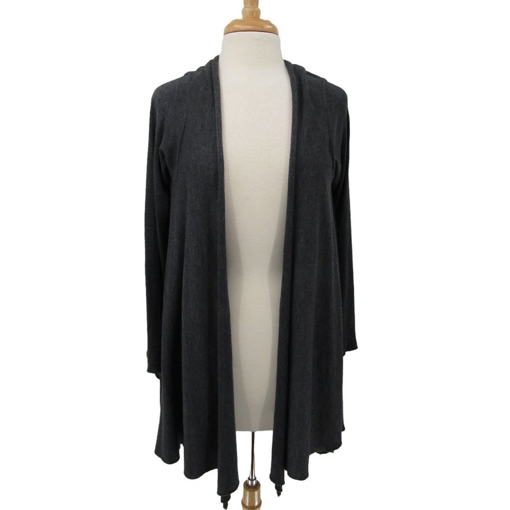 Metric Womens Knit Cardigan Sweater Sz S Woool Blend Gray Open Front Long Sleeve